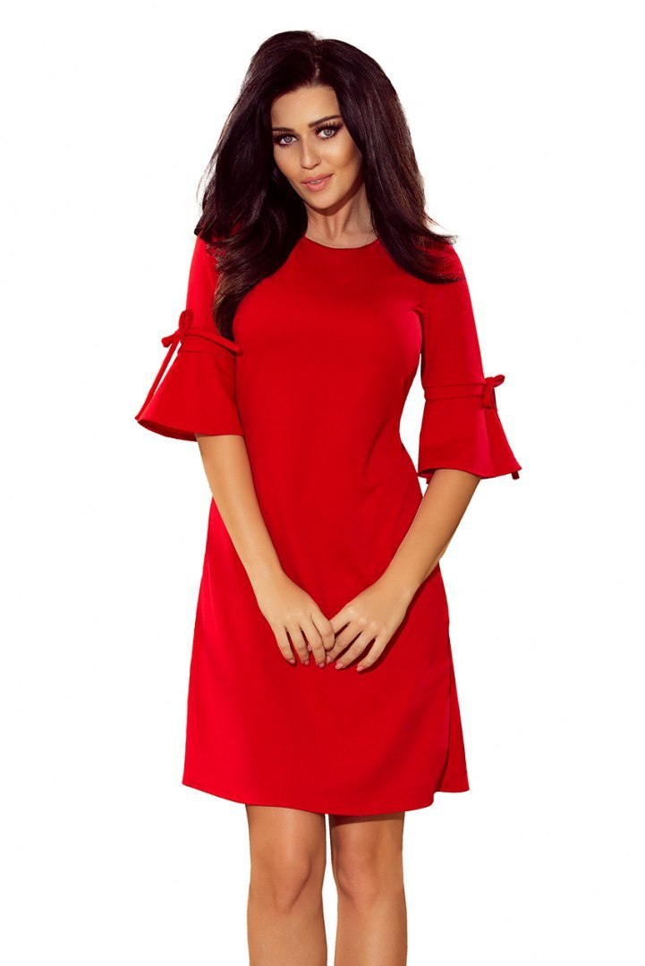 217-1 NEVA Trapezoidal dress with flared sleeves - red